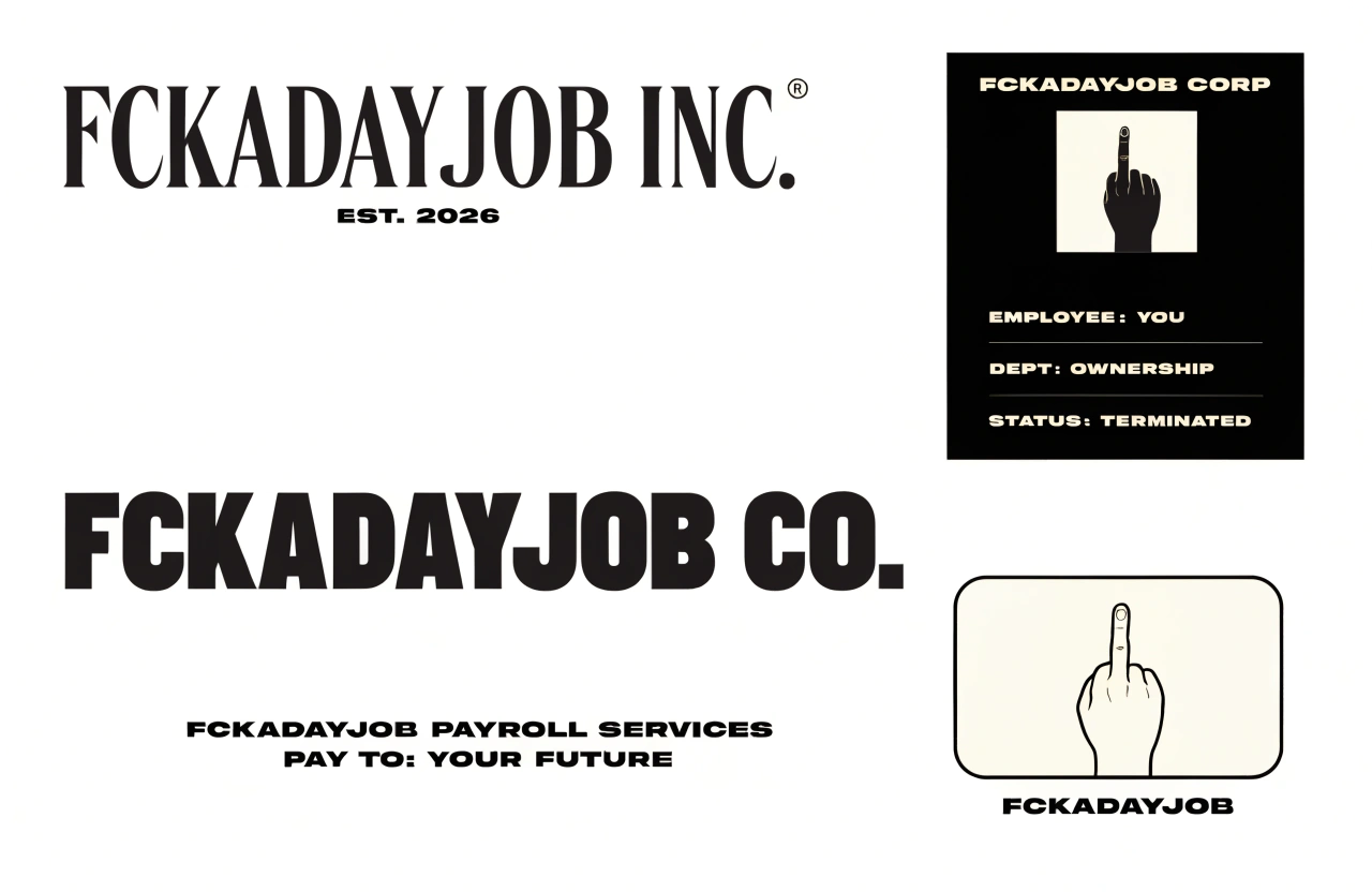 fckadayjob INC. — brand identity sheet