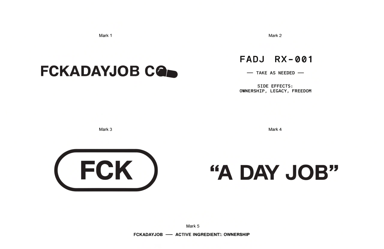 fckadayjob — logo design sheet