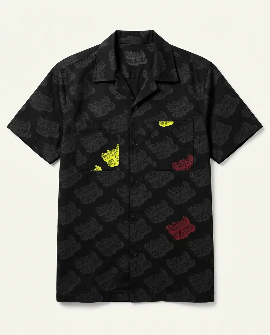 monogram camo camp shirt