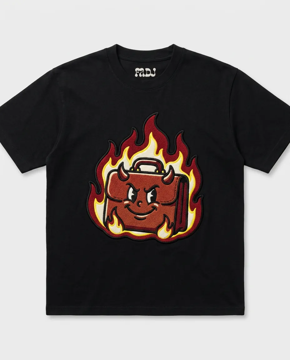 devil briefcase chenille tee