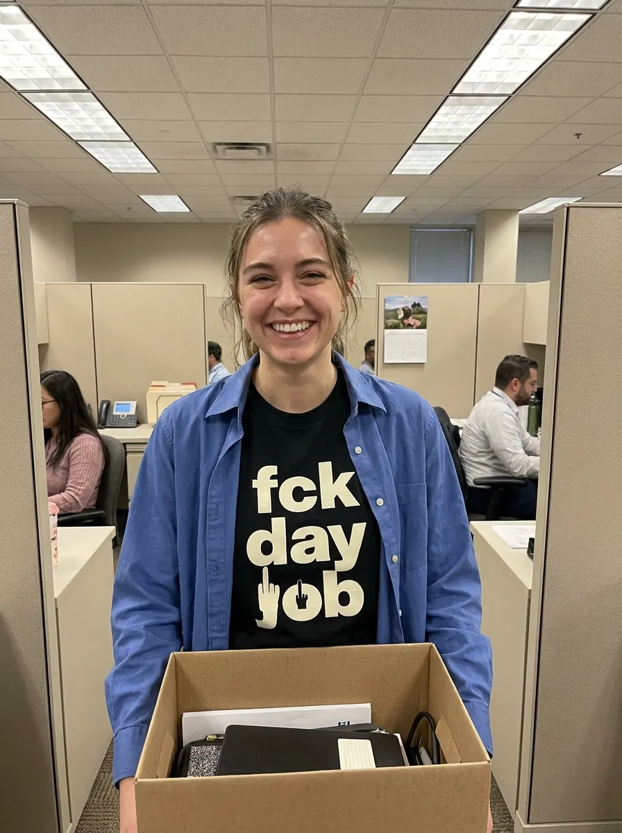 fck day job tee, last day at the office